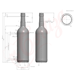 Desen Tehnic Sticlă Bordolese LW BVS 750mL